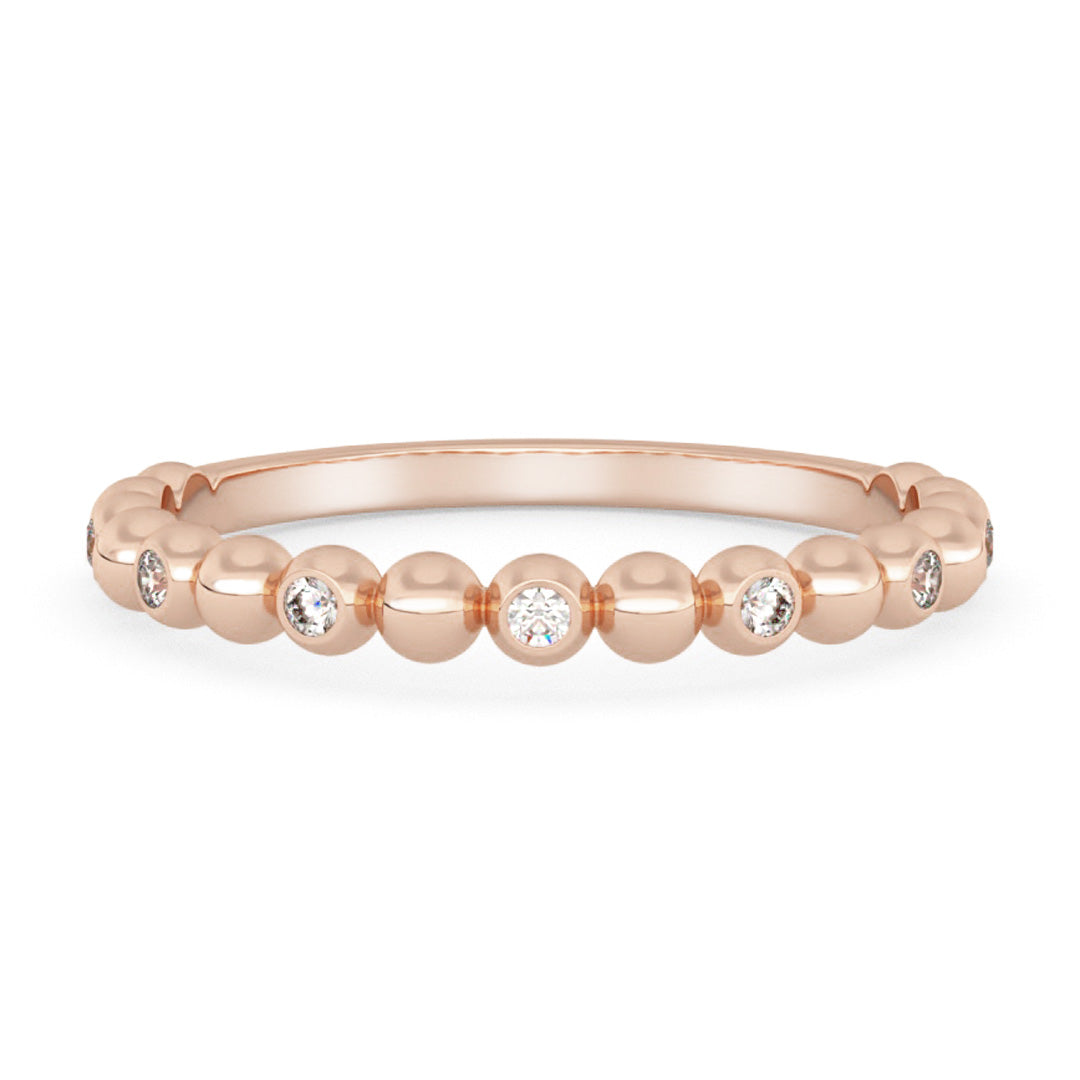 Silván timanttisormus pallokuvioitu 0,07ct, 14K rosekultaa, Silván vihkisormukset