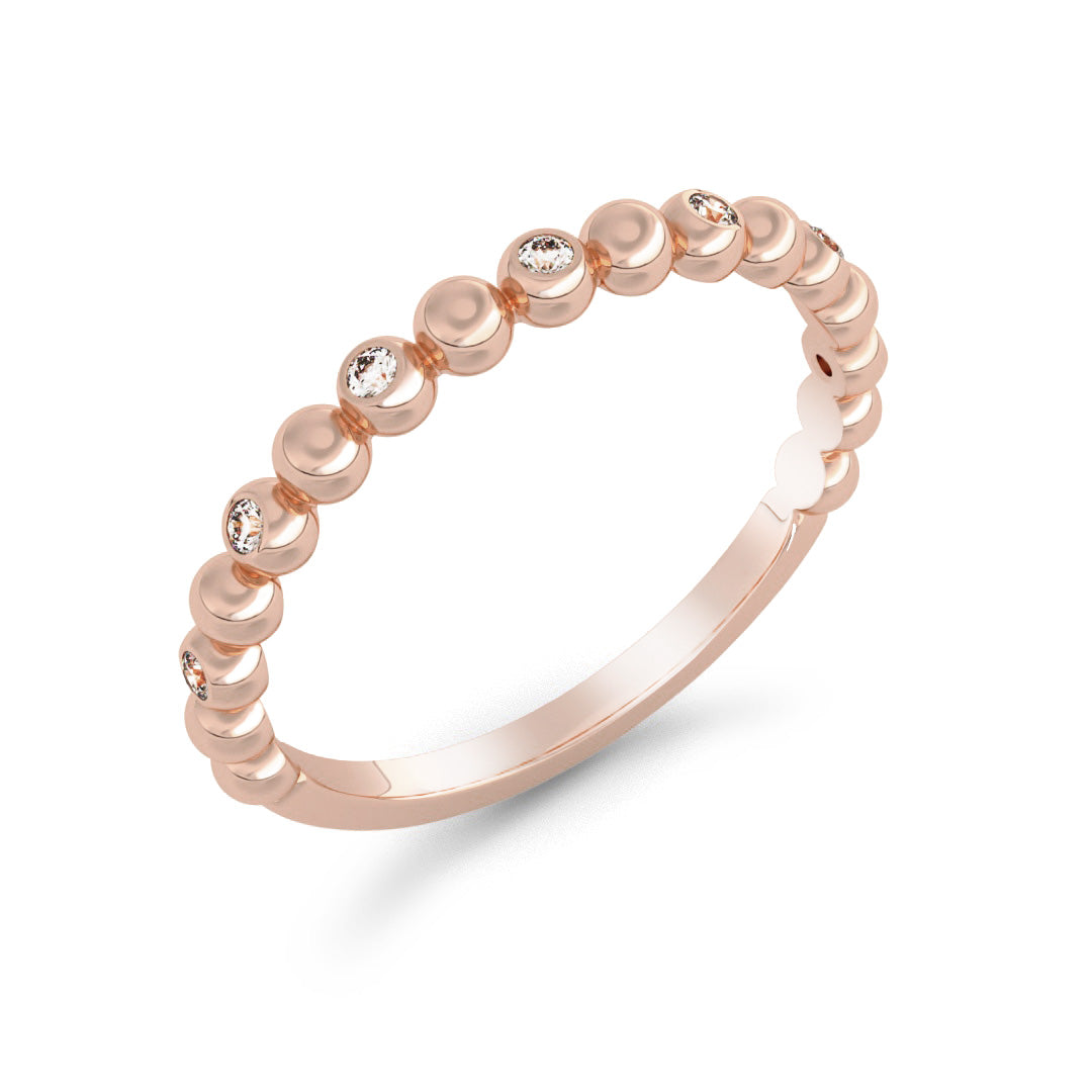 Silván timanttisormus pallokuvioitu 0,07ct, 14K rosekultaa, Silván vihkisormukset