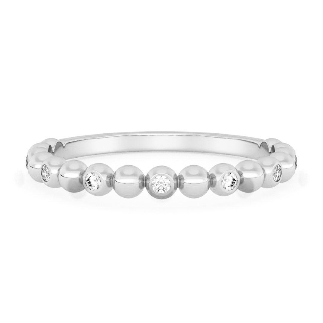 Silván timanttisormus pallokuvioitu 0,07ct, 14K valkokultaa, Silván vihkisormukset