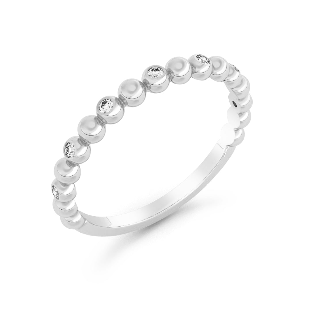 Silván timanttisormus pallokuvioitu 0,07ct, 14K valkokultaa, Silván vihkisormukset