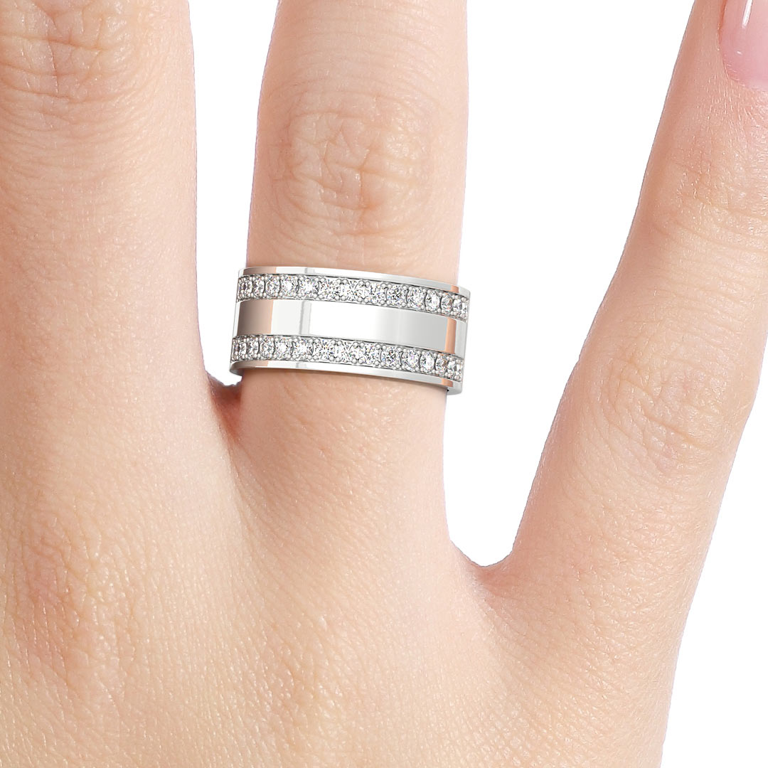 Silván alliance diamond ring in 14K white gold, Silván wedding rings