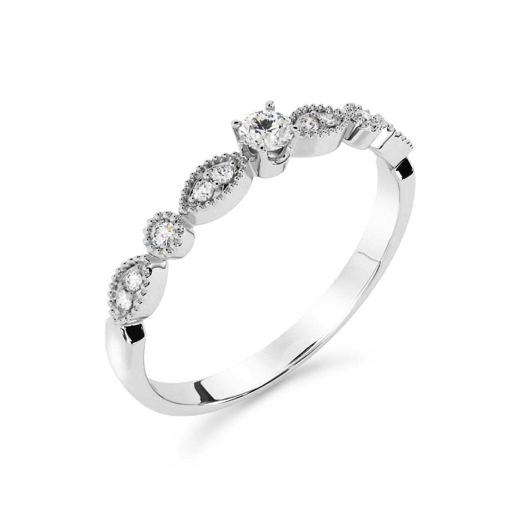 Silván sormus 0,18ct, 14K valkokultaa, Silván timanttikorut - Silván - Laatukoru