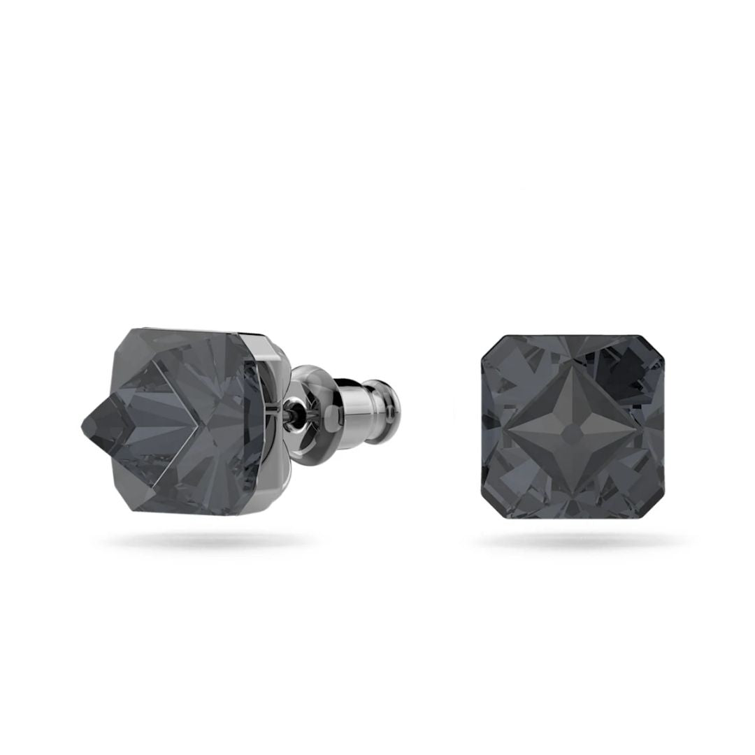 Swarovski Chroma nappikorvakorut tummanharmailla kristalleilla