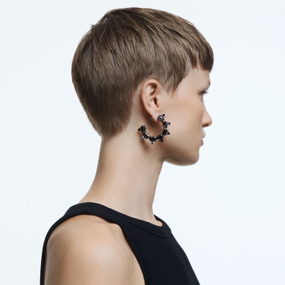 Swarovski Chroma rengaskorvakorut harmailla kristalleilla