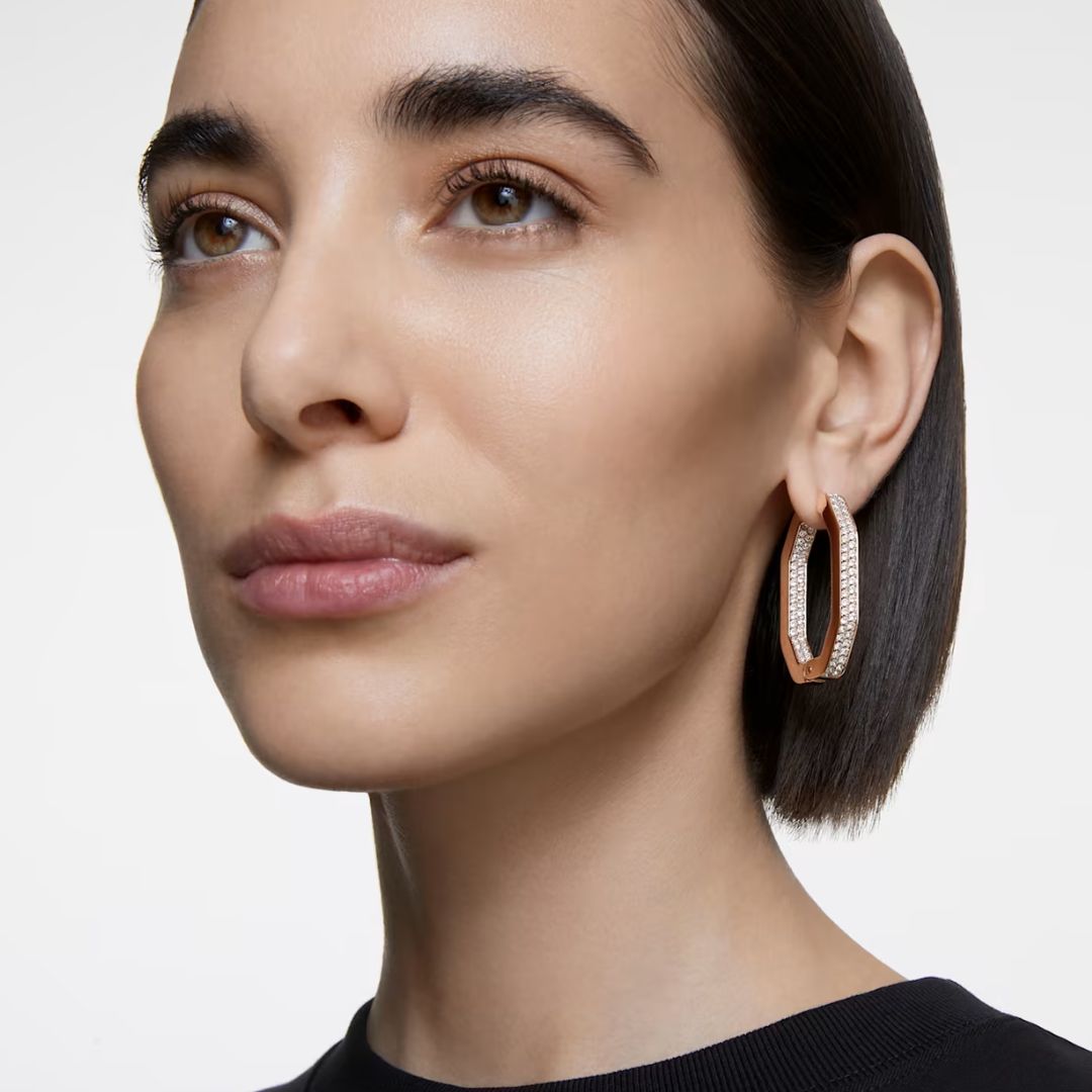 Swarovski Dextera rengaskorvakorut, koko L, ruusukullan värinen