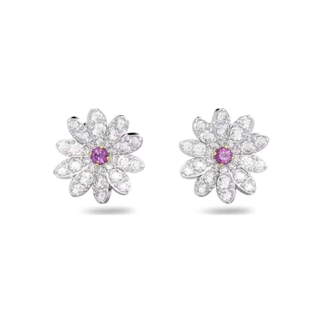 Swarovski Eternal Flower earrings, pink crystals