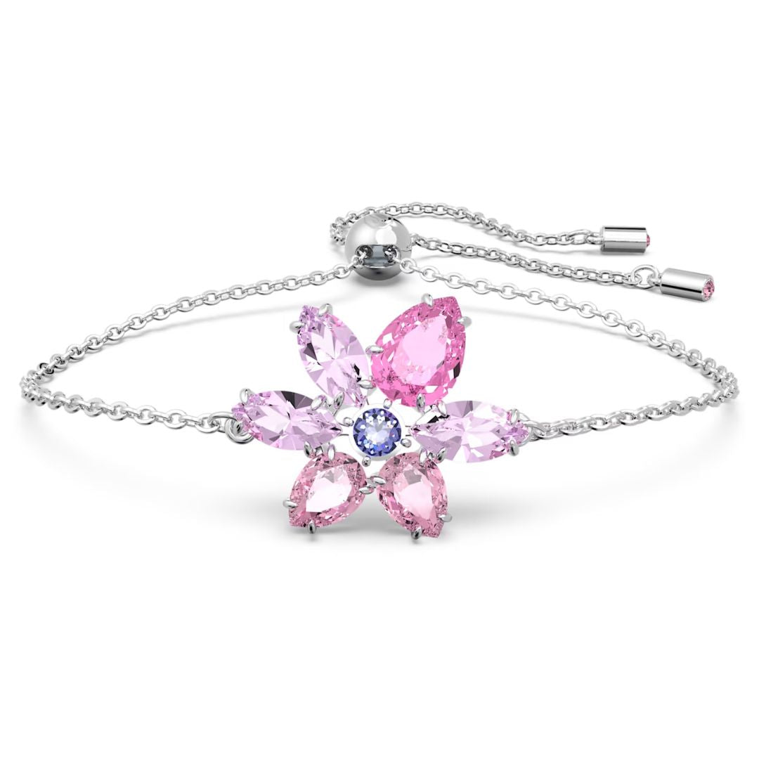 Swarovski Gema rannekoru, vaalea metalli ja pinkit kristallit