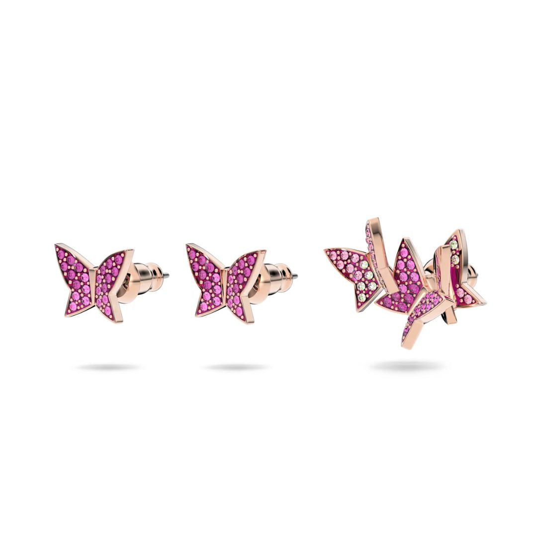 Swarovski Lilia kolmen korvakorun setti, rosekullan sävy