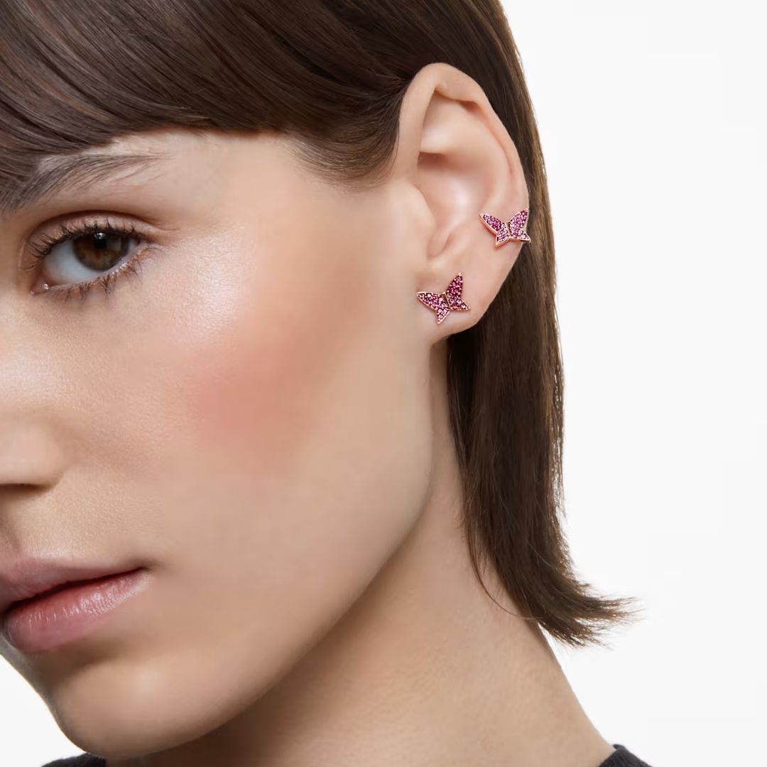 Swarovski Lilia kolmen korvakorun setti, rosekullan sävy