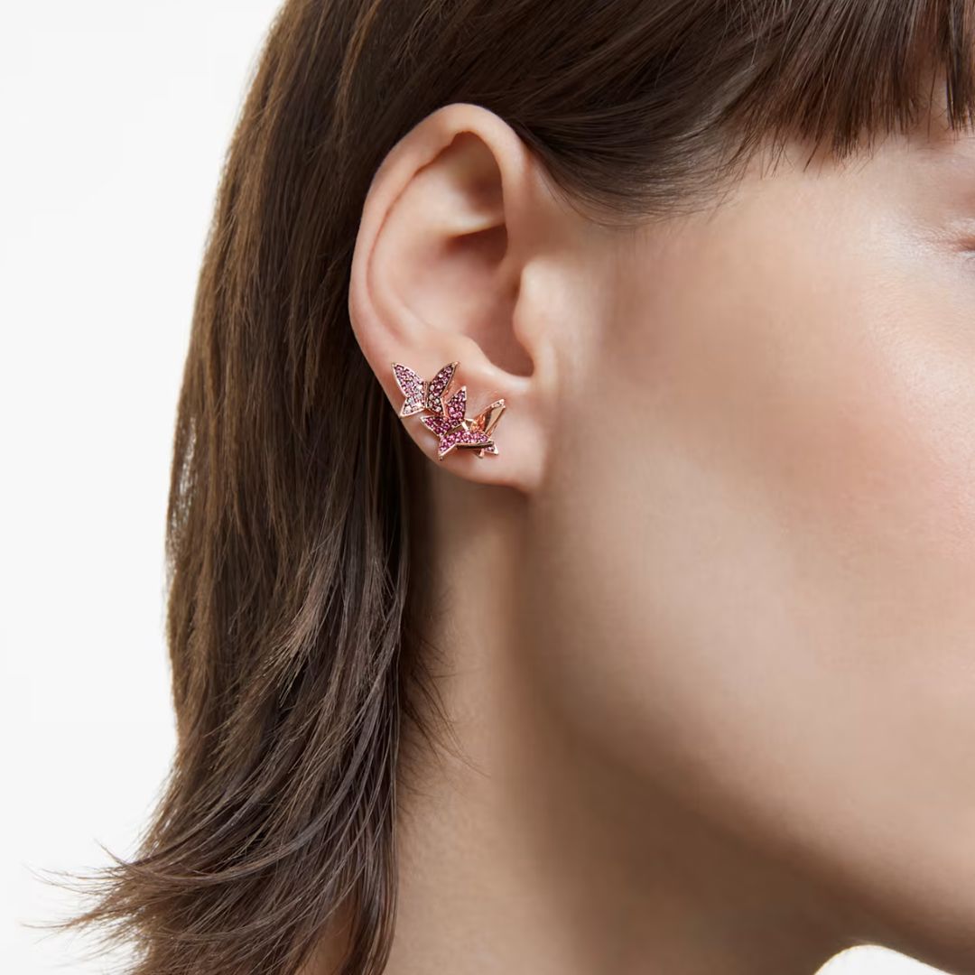 Swarovski Lilia kolmen korvakorun setti, rosekullan sävy