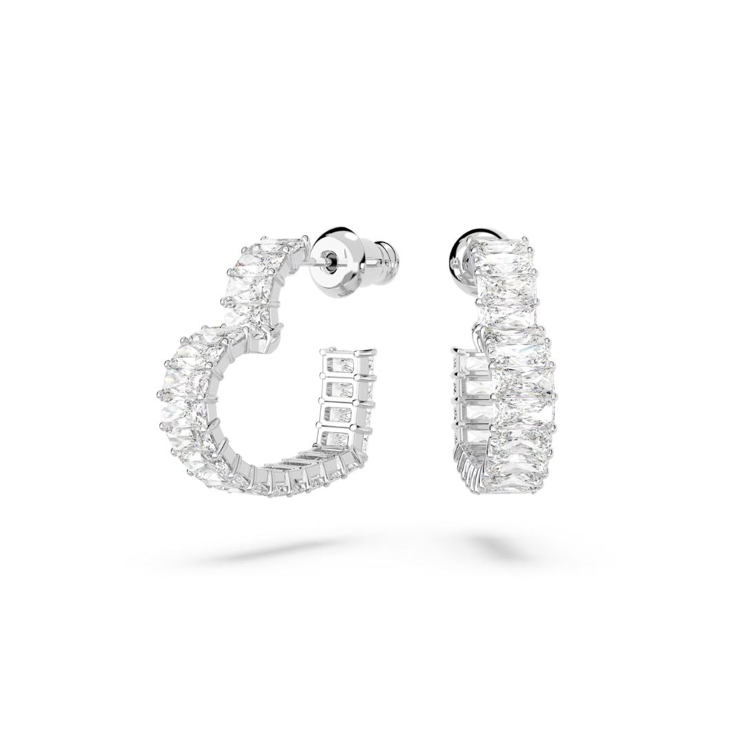 Swarovski Matrix korvakorut, sydän, koko S, vaalea metalli ja kirkkaat kristallit