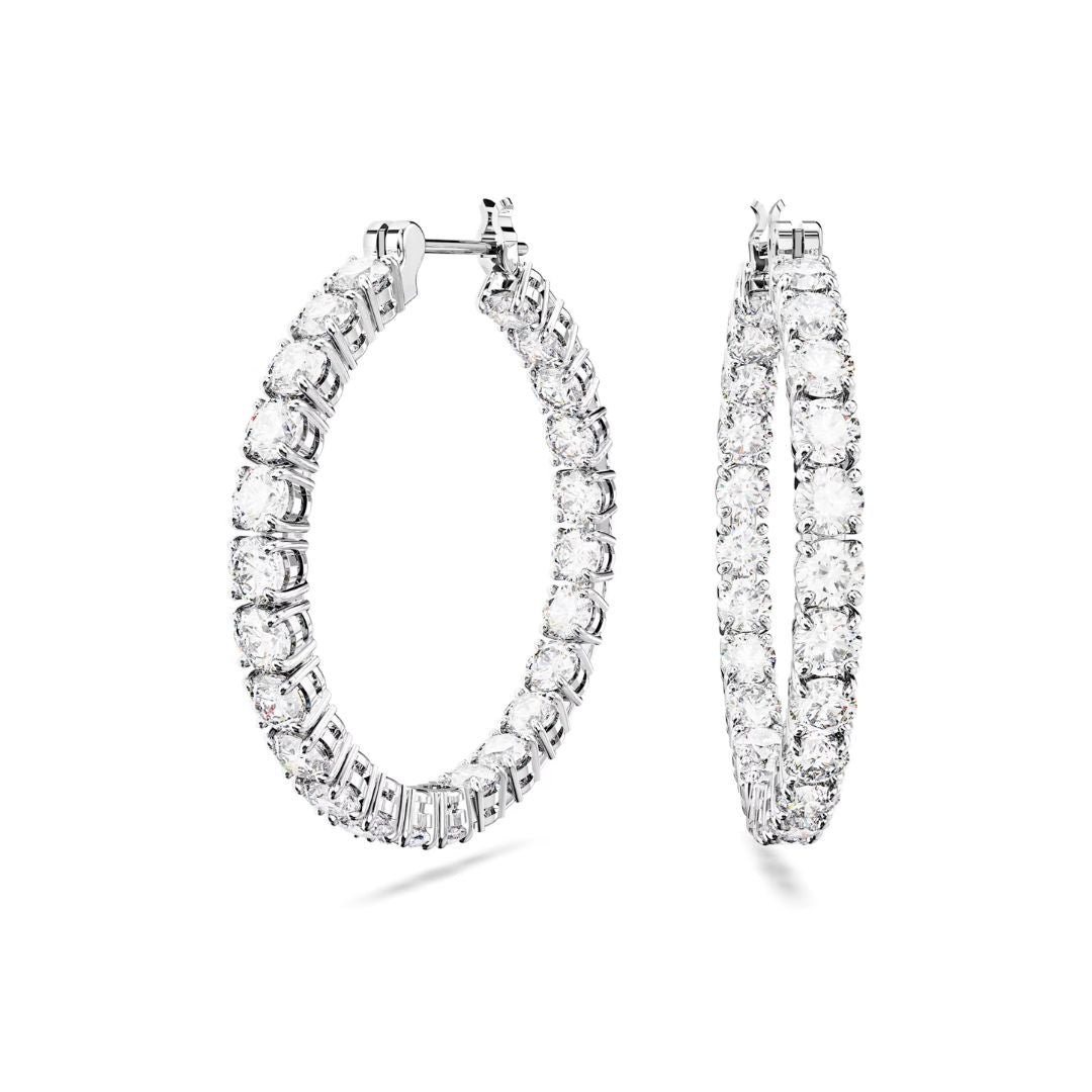 Swarovski Matrix rengaskorvakorut, vaalea metalli ja kirkkaat kristallit