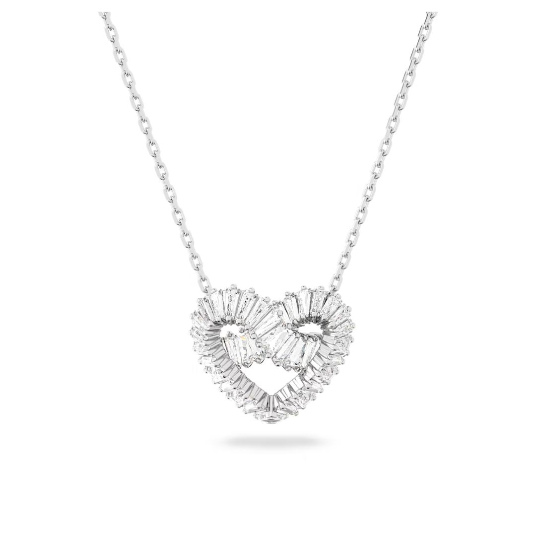 Swarovski Matrix heart pendant light metal and clear crystals