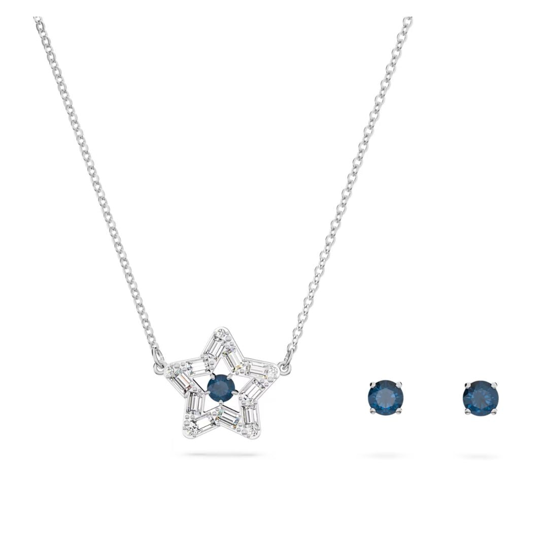 Swarovski Stella riipus ja korvakorut, vaalea, siniset kristallit