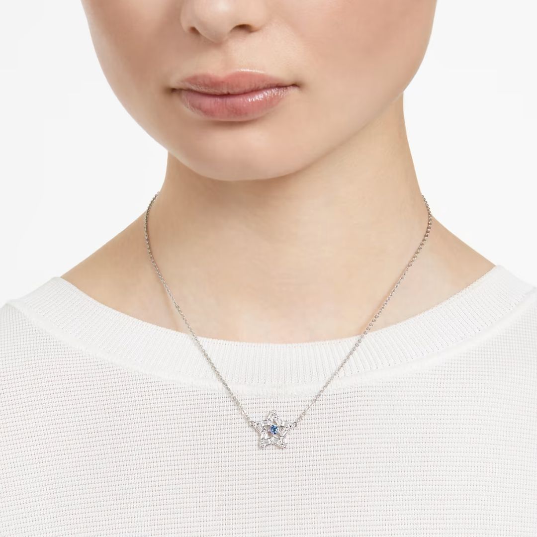 Swarovski Stella riipus ja korvakorut, vaalea, siniset kristallit