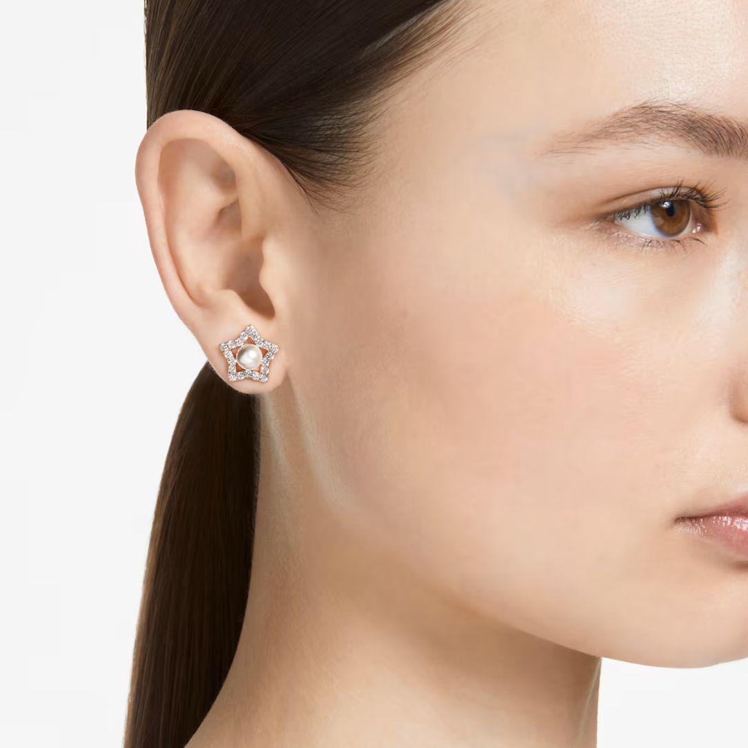 Swarovski Stella vaaleat korvakorut helmikoristeilla