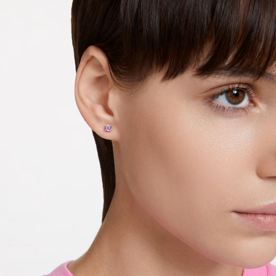 Swarovski Stilla korvakorut, vaalea metalli ja violetit kristallit