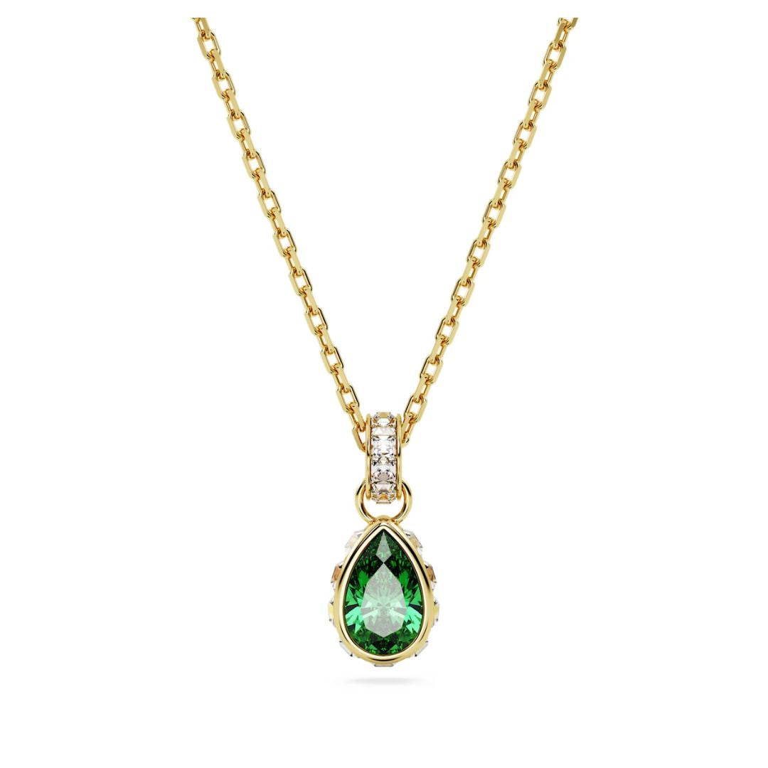 Swarovski Stilla pendant, yellow gold and green crystal