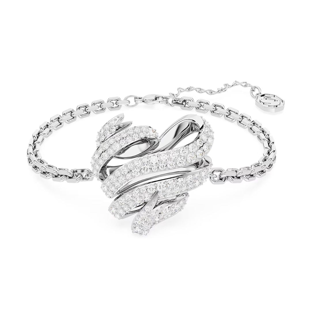 Swarovski Volta sydänaiheinen rannekoru, vaalea metalli ja kirkkaat kristallit