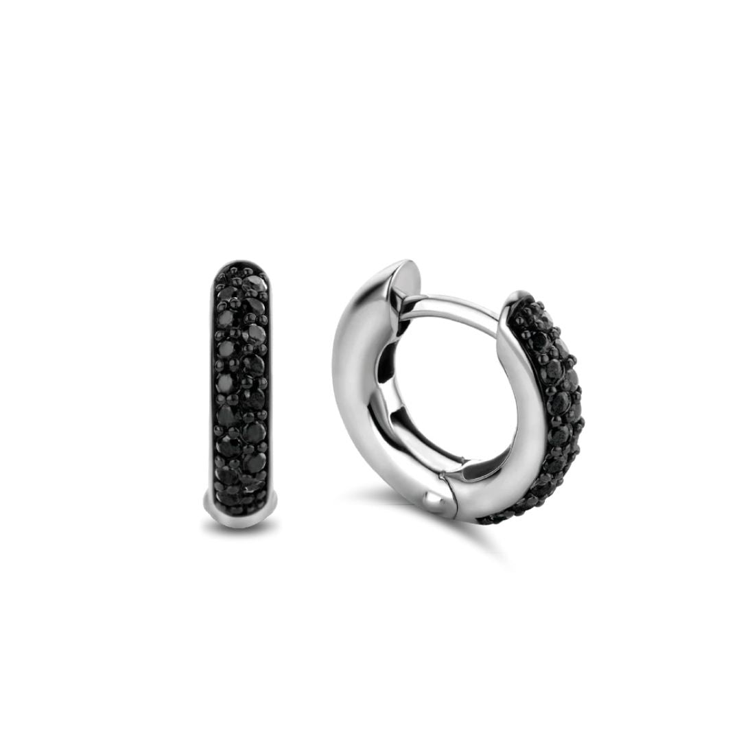 TI SENTO Milano korvakorut, 14 mm, hopeaa ja onyksia, 7210ZB