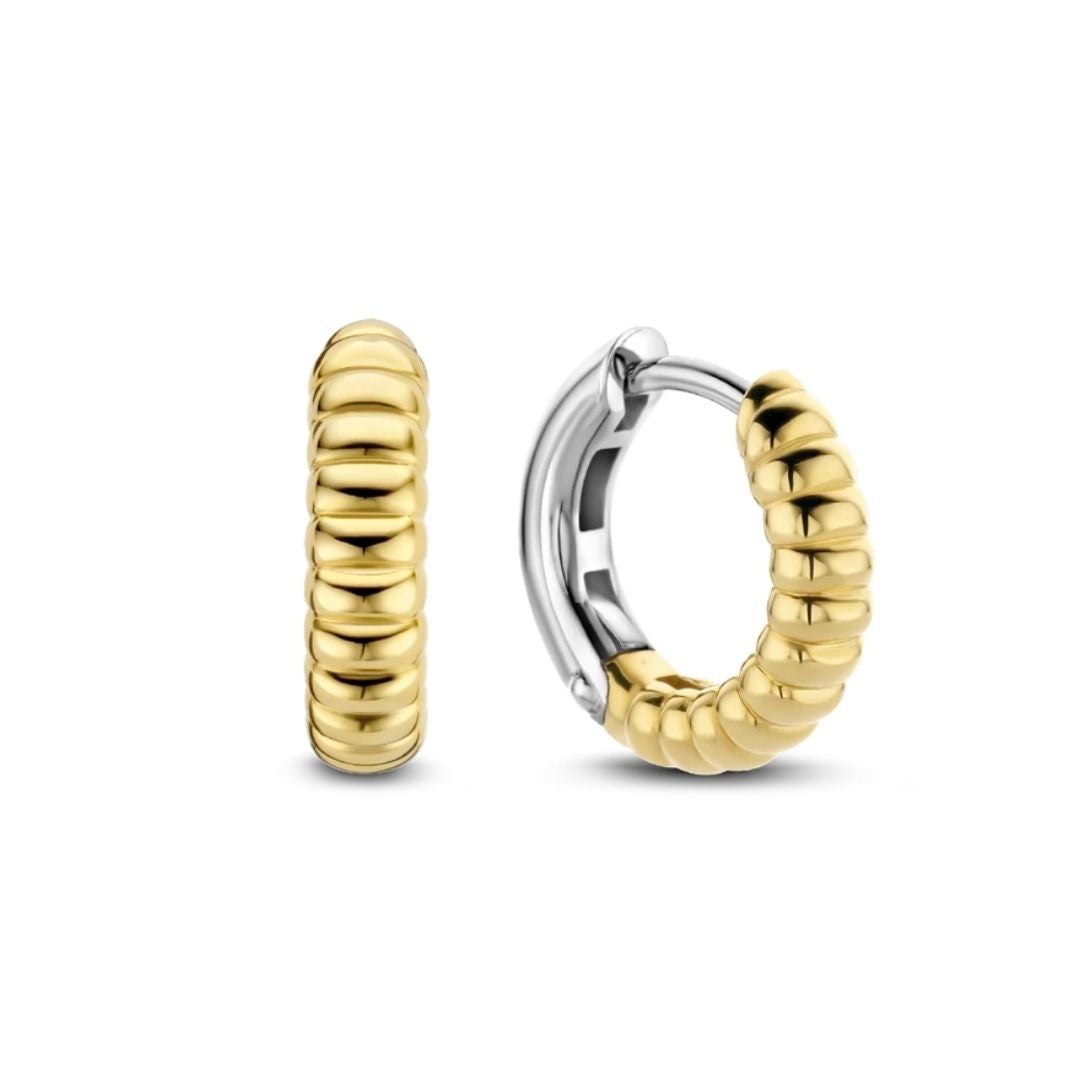 TI SENTO Milano korvakorut, 14 mm, hopeaa ja keltakullattua hopeaa, 7839SY
