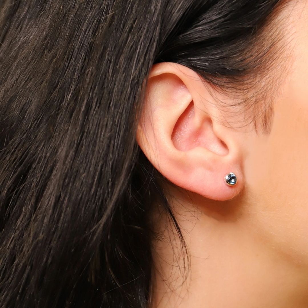 TI SENTO Milano korvakorut, 6 mm, sininen kristalli ja hopea, 7597DB