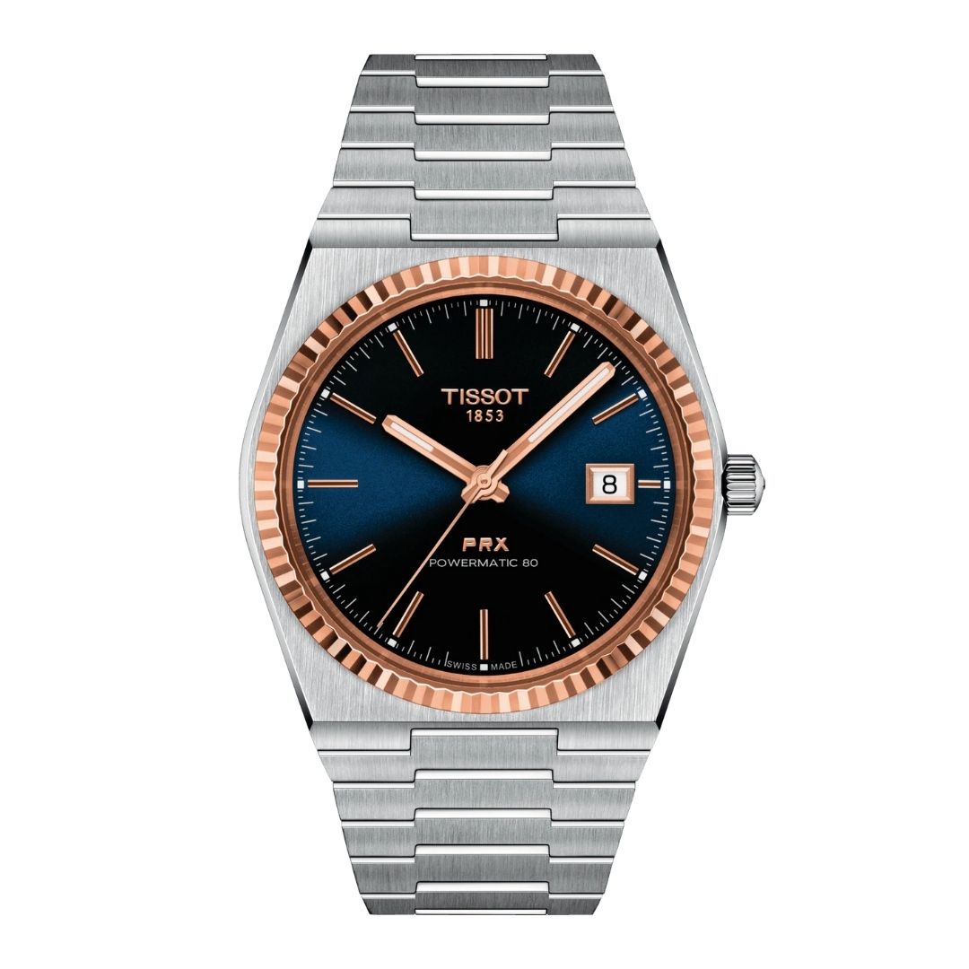 Tissot PRX Powermatic 80, teräs ja 18K ruusukulta, T9314074104100 rannekello