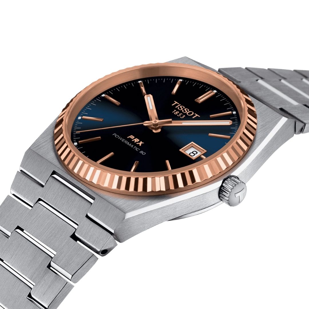 Tissot PRX Powermatic 80, teräs ja 18K ruusukulta, T9314074104100 rannekello