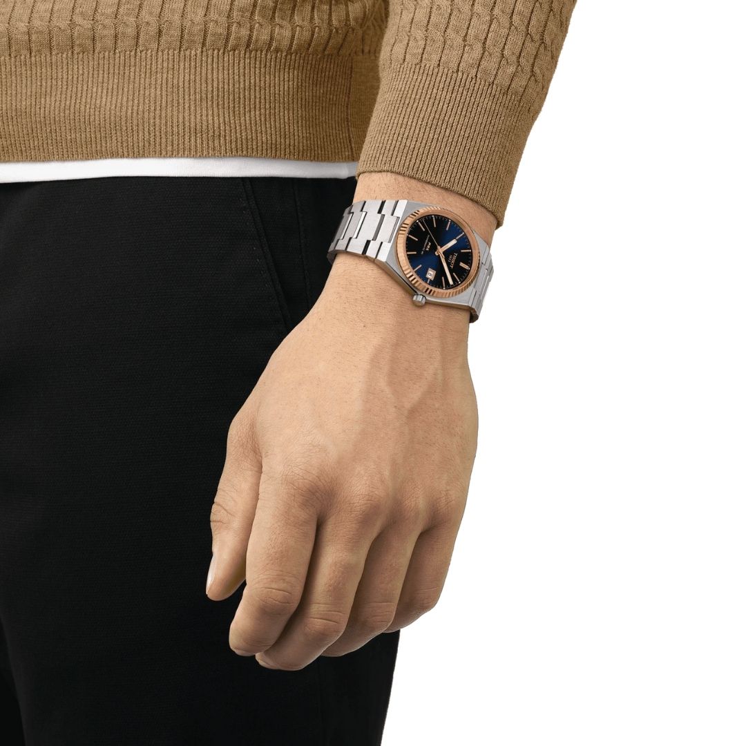 Tissot PRX Powermatic 80, teräs ja 18K ruusukulta, T9314074104100 rannekello