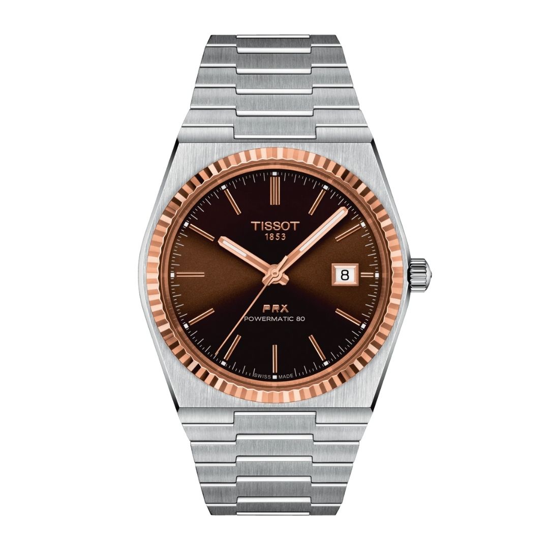 Tissot PRX Powermatic 80 Steel And 18K Rose Gold T9314074129100 Watch