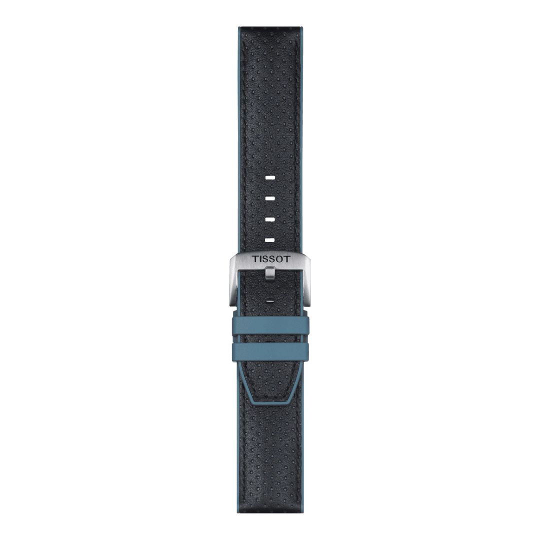 Tissot ranneke, 22 mm, musta nahka ja sininen silikoni, T852046785