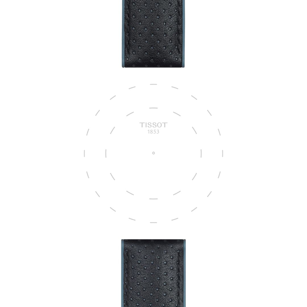 Tissot ranneke, 22 mm, musta nahka ja sininen silikoni, T852046785