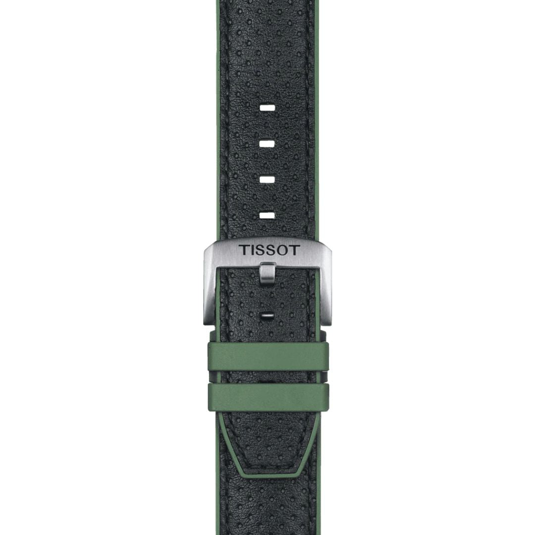 Tissot ranneke, 22 mm, musta nahka ja vihreä silikoni, T852046787