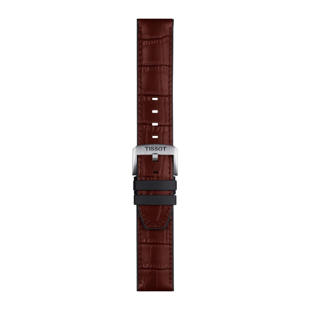Tissot ranneke, 22 mm, ruskea nahka ja musta silikoni, T852046767