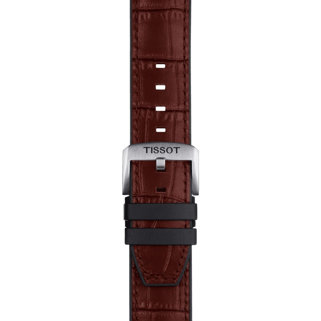 Tissot ranneke, 22 mm, ruskea nahka ja musta silikoni, T852046767