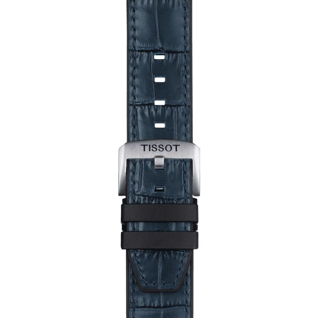 Tissot ranneke, 22 mm, sininen nahka ja musta silikoni, T852046765