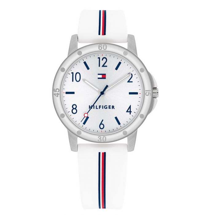 Tommy Hilfiger Girls women Watch, white rubber bracelet, TH1720014