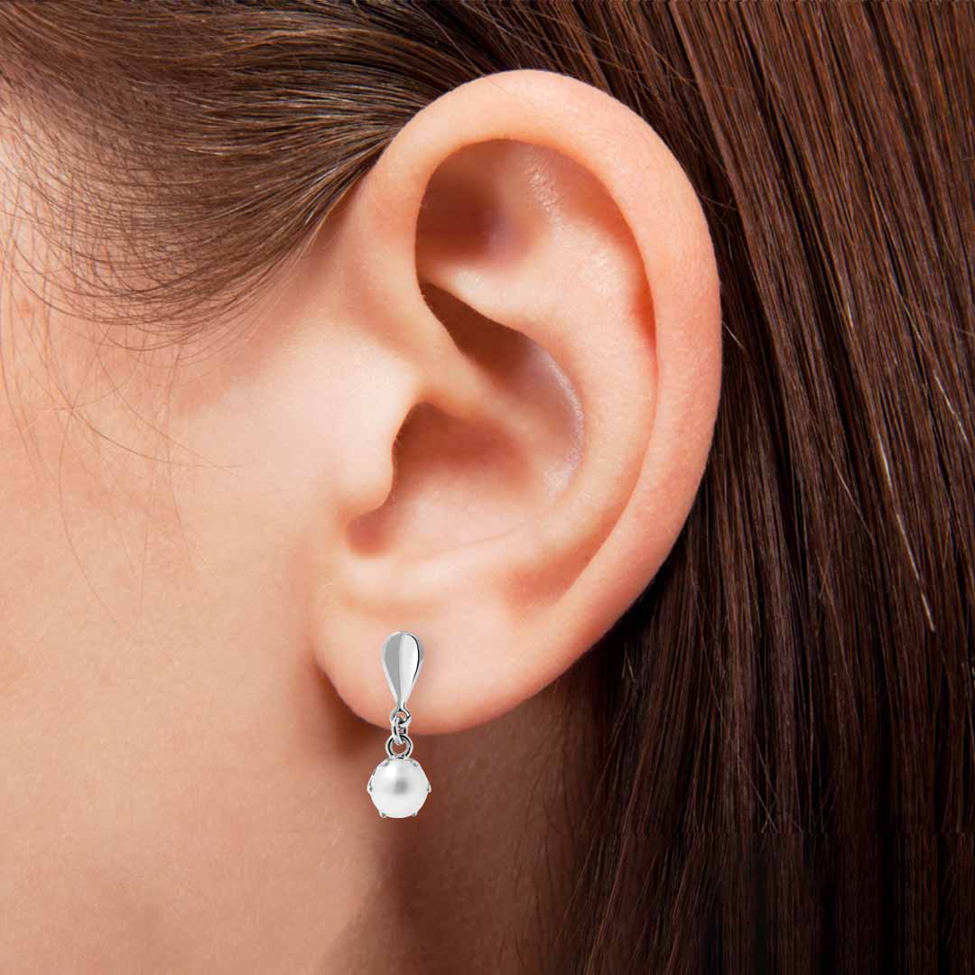 Valkokultaiset helmikorvakorut 5mm makeanveden helmillä, 14K valkokulta