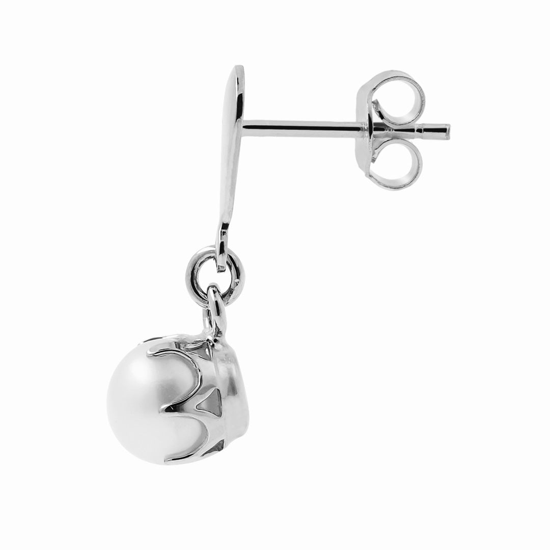 Valkokultaiset helmikorvakorut 5mm makeanveden helmillä, 14K valkokulta