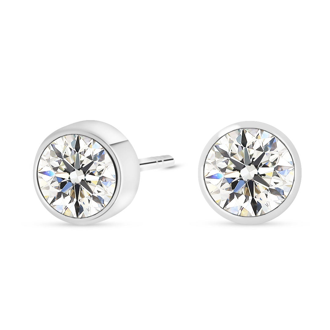 Valkokultaiset korvakorut 5mm kirkkaalla zirkoniakivellä, 14K valkokulta