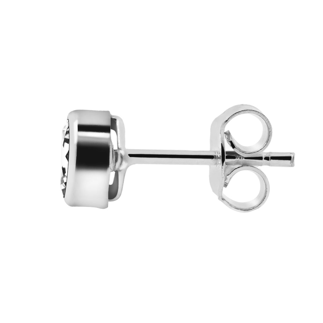 Valkokultaiset korvakorut 5mm kirkkaalla zirkoniakivellä, 14K valkokulta