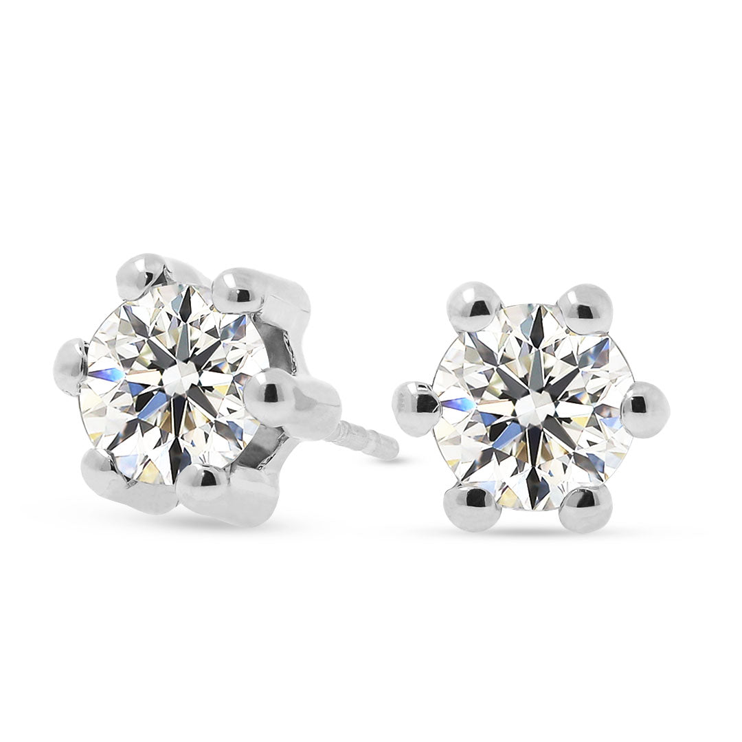 Valkokultaiset korvakorut 5mm zirkoniakivellä, 14K valkokulta