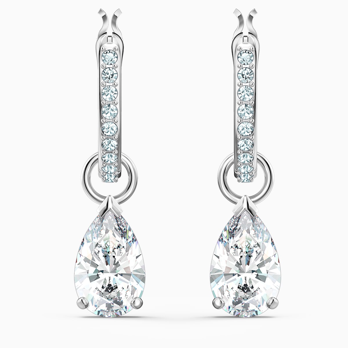 Swarovski Attract Pear Mini Hoop earrings, clear