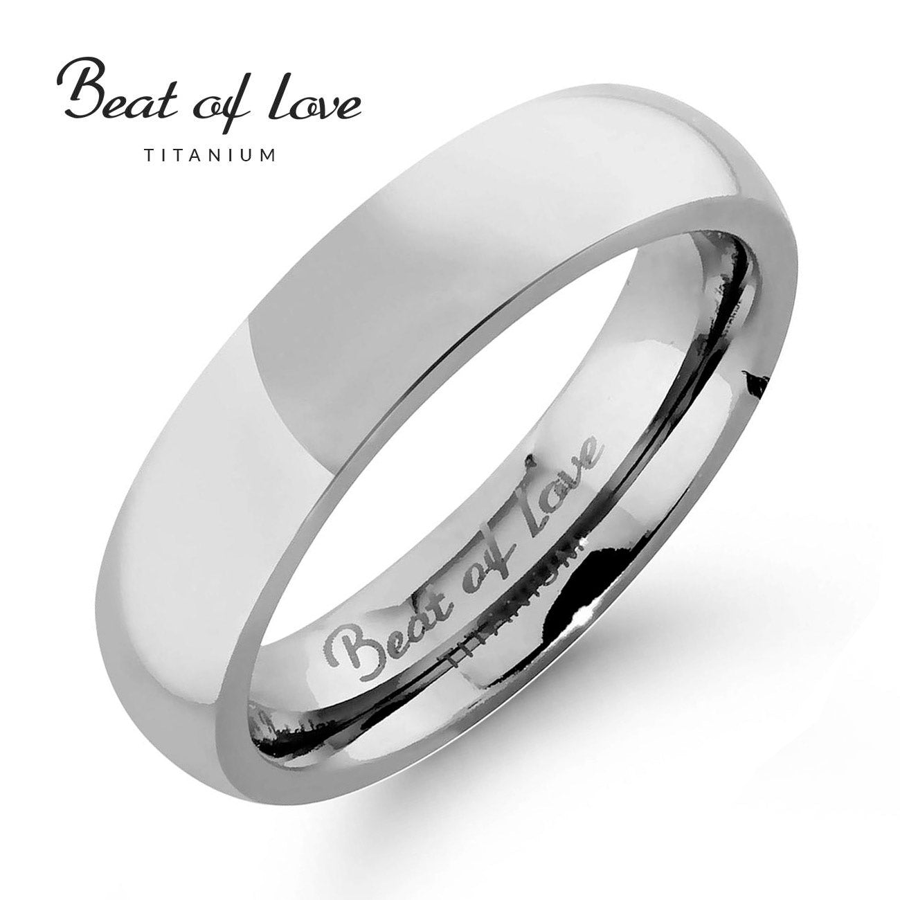 Beat of Love, titaanisormus 5 mm, kiiltävä pinta - Beat of Love - Laatukoru