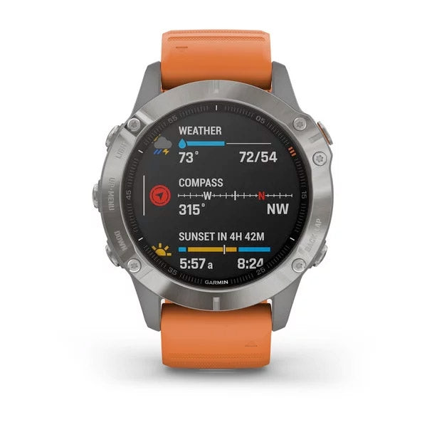 Garmin Fenix 6 Sapphire 47 mm oranssi, monilajiälykello 010-02158-14 - Garmin - Laatukoru