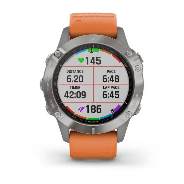 Garmin Fenix 6 Sapphire 47 mm oranssi, monilajiälykello 010-02158-14 - Garmin - Laatukoru