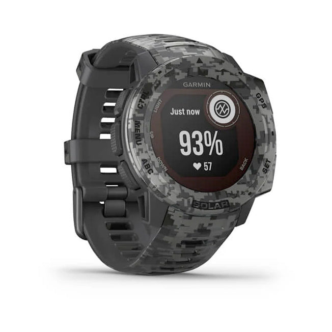 Garmin Instinct® Solar – Camo Edition 45 mm grafiitinharmaa maastokuvio, monilajiälykello 010-02293-05 - Garmin - Laatukoru