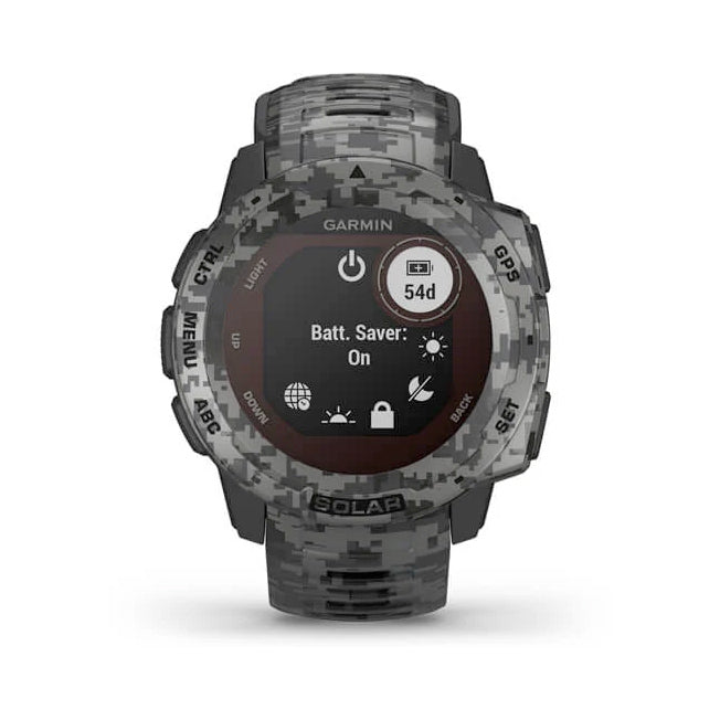 Garmin Instinct® Solar – Camo Edition 45 mm grafiitinharmaa maastokuvio, monilajiälykello 010-02293-05 - Garmin - Laatukoru