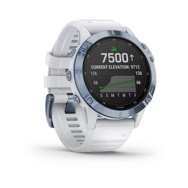 Garmin Fenix 6 Pro Solar Edition 47 mm sininen titaani ja vaalea hihna, monilajiälykello 010-02410-19 - Garmin - Laatukoru