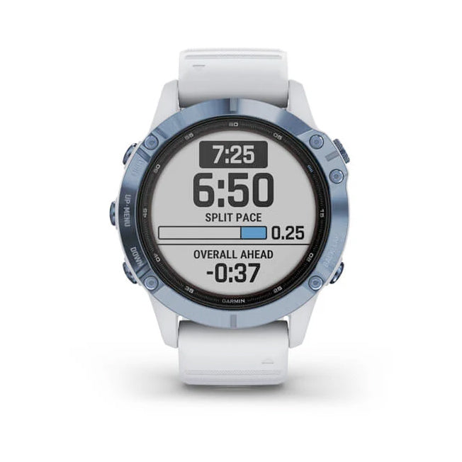 Garmin Fenix 6 Pro Solar Edition 47 mm sininen titaani ja vaalea hihna, monilajiälykello 010-02410-19 - Garmin - Laatukoru